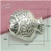 925银手工银吉祥鱼，规格：12x14mm 孔：1mm，银饰品配件，银鱼 diy 925，925银鱼配件