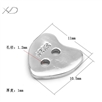 925银心形扭扣，规格：11x10.5mm 孔径：1.2mm，皮绳扣 银，绳尾扣 绳扣，项链绳扣头