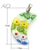 月亮形琉璃千花吊坠，规格：15x25mm，合金扣时尚首饰（花纹颜色随机）