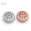 925银微镶车轮珠配件，规格：5.5x10.8mm 孔径：1.6mm，银隔珠，银珠，微镶隔珠
