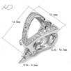 925银镂空心形吊坠头镀白金，规格：13.6x16.5mm，大珍珠吊坠配件，珍珠吊坠扣 925银，925银珍珠吊坠扣