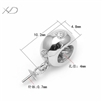 925银圆圈镶心形仿钻单孔吊坠配件镀白金，规格 ：4.8x10.2mm，孔径：4mm，珍珠吊坠扣 925银，珍珠配件 diy，珍珠吊坠扣子925银